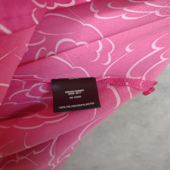 Attention Button Down Blouse Pink White Size Medium Long Sleeve EUC - Picture 11 of 11